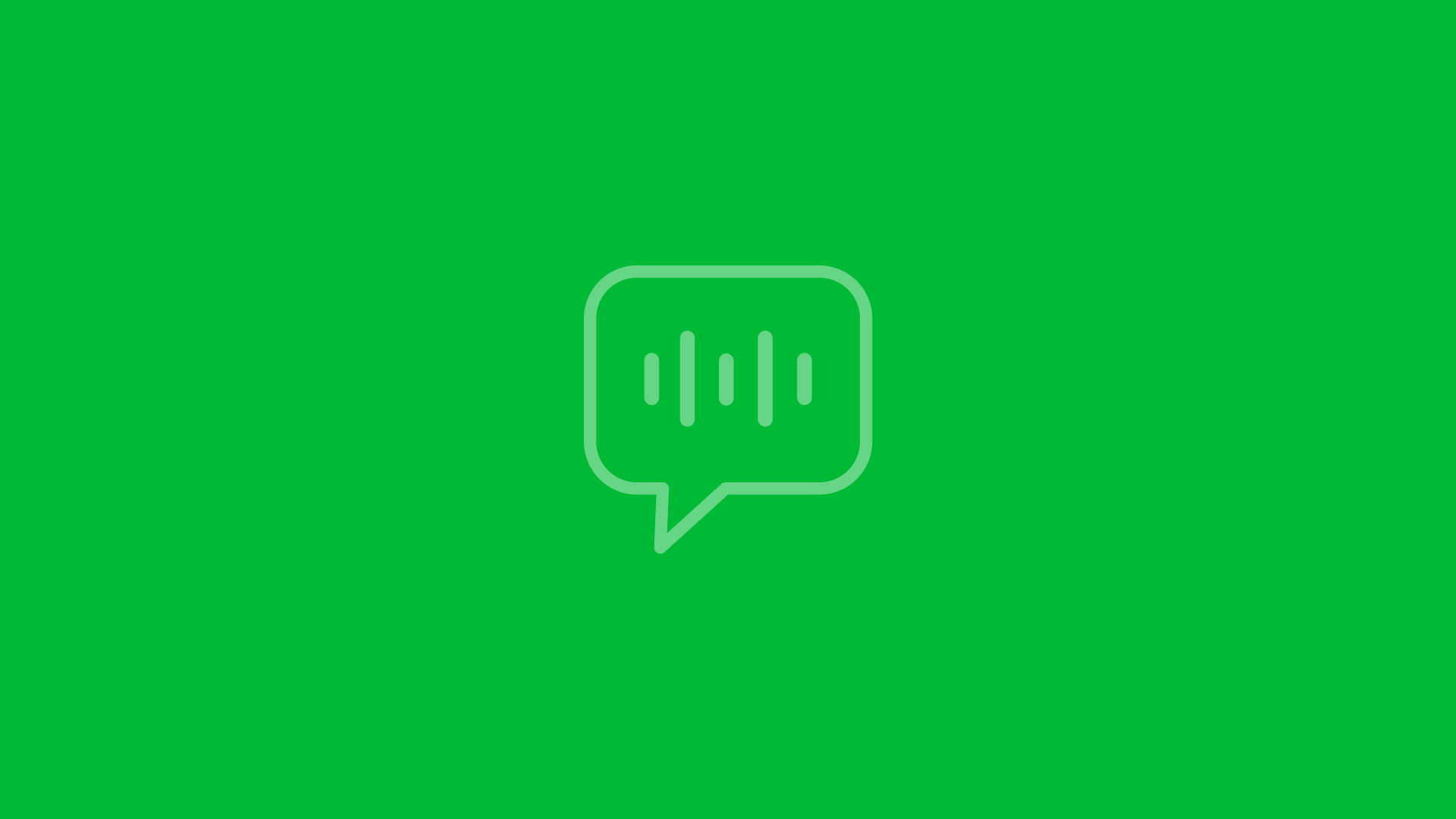 Chat bubble icon with a dark green geometric background